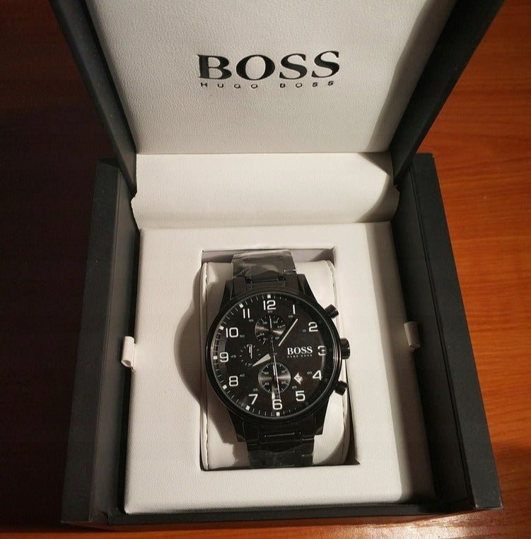  Shop Authentic Hugo Boss Chronograph Black Dial Black Steel Strap Watch for Men - 1513180 - Luxxuri