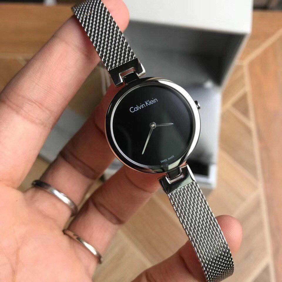  Shop Authentic Calvin Klein Authentic Black Dial Silver Mesh Bracelet Watch for Women - K8G23121 - Luxxuri