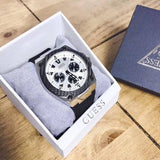  Shop Authentic Guess Legacy White Dial Black Rubber Strap Watch For Men - W1049G3 - Luxxuri