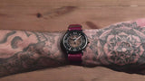  Shop Authentic Fossil Vintage Muse Automatic Skeleton Maroon Dial Maroon Leather Strap Watch for Women - ME3137 - Luxxuri