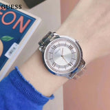  Shop Authentic Guess Montauk Silver Dial Two Tone Steel Strap Watch for Women - W0933L5 - Luxxuri