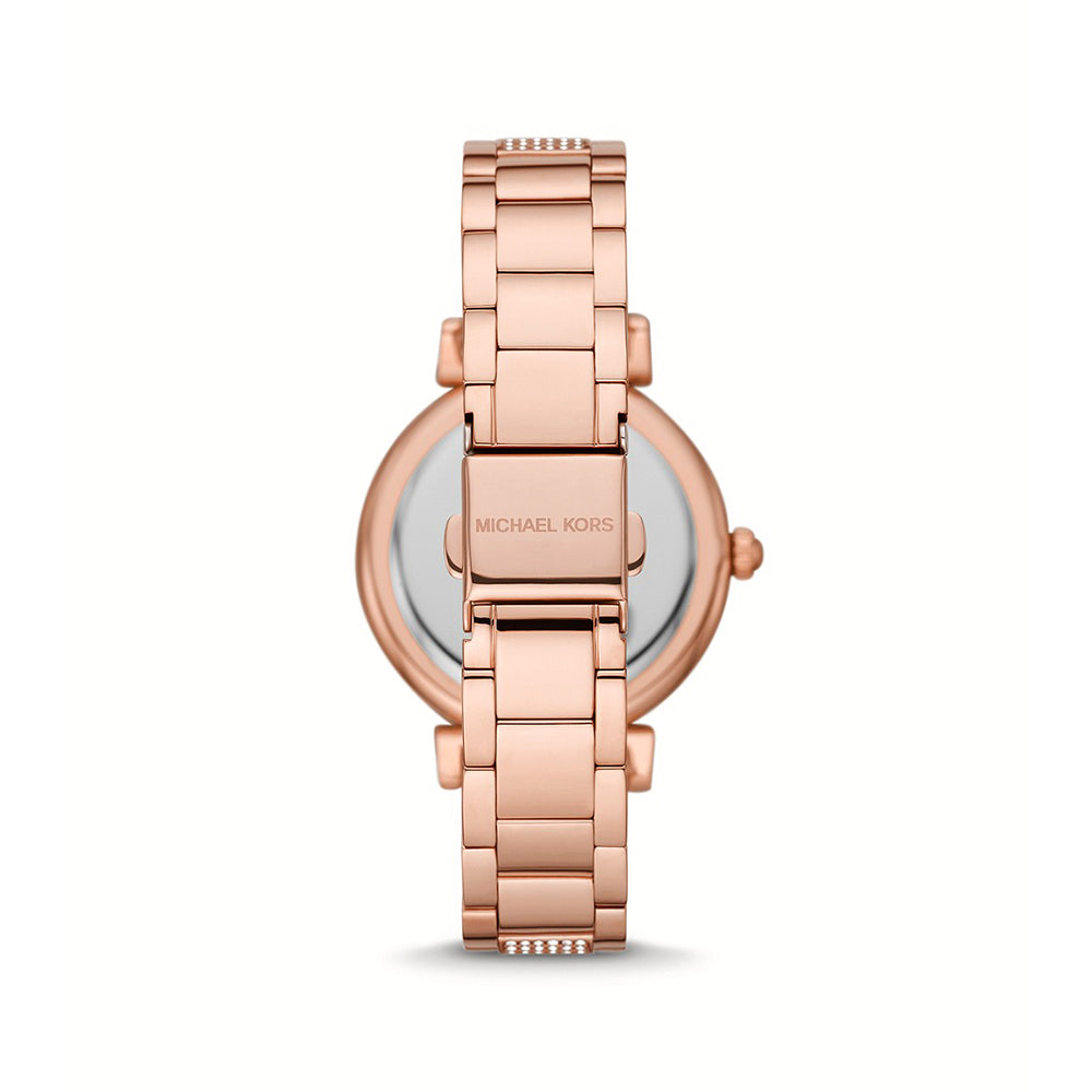  Shop Authentic Michael Kors Abbey Three-Hand Analog Crystals Rose Gold Dial Rose Gold Steel Strap Watch for Women - MK4617 - Luxxuri