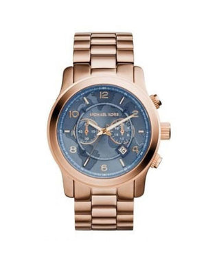  Shop Authentic Michael Kors Runway Stop Hunger Quartz Blue Dial Rose Gold Steel Strap Watch For Men - MK8358 - Luxxuri