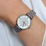  Shop Authentic Emporio Armani Gianni T Bar White Crystal Pave Dial Silver Stainless Steel Strap Watch For Women - AR1925 - Luxxuri
