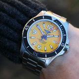  Shop Authentic Breitling Superocean II Automatic 44mm Yellow Dial Silver Steel Strap Watch for Men - A17367021I1A1 - Luxxuri