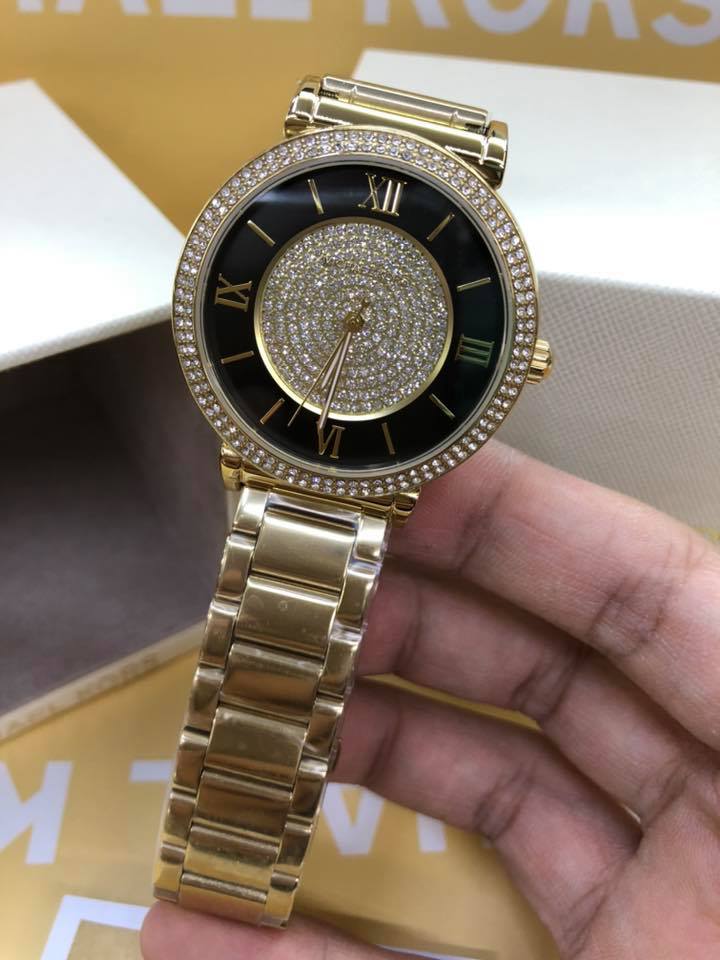  Shop Authentic Michael Kors Catlin Black Dial Gold Steel Strap Watch for Women - MK3338 - Luxxuri