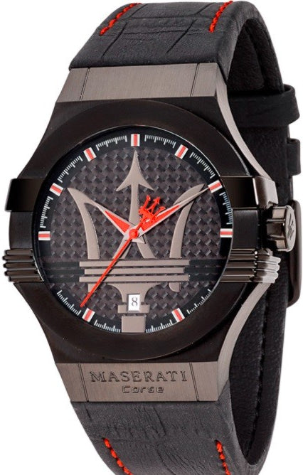  Shop Authentic Maserati Potenza 3H STR Black Dial 42mm Leather Strap Watch For Men - R8851108010 - Luxxuri