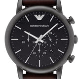  Shop Authentic Emporio Armani Dress Chronograph Black Dial Black Leather Strap Watch For Men - AR1918 - Luxxuri