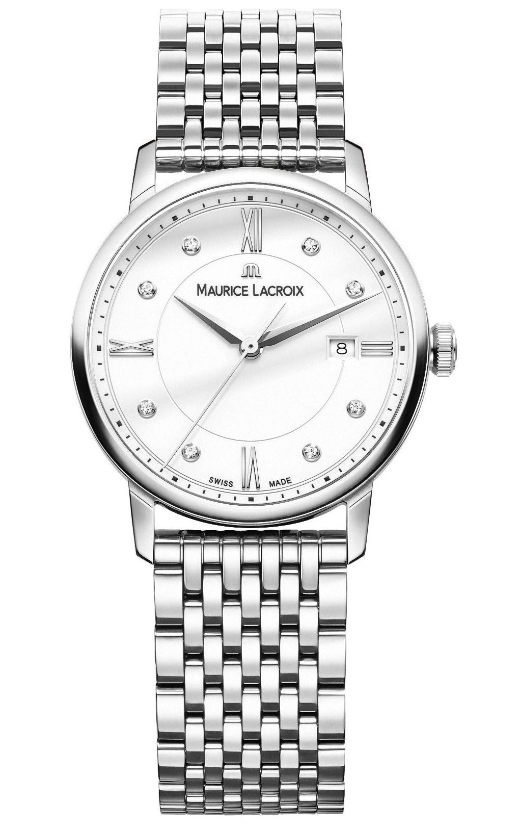  Shop Authentic Maurice Lacroix Eliros Date White Dial Silver Steel Strap Watch for Women - EL1094-SS002-150-1 - Luxxuri