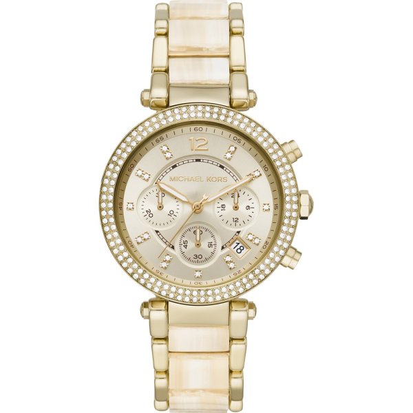  Shop Authentic Michael Kors Parker Chronograph Gold Dial Gold Steel Strap Watch For Women - MK6831 - Luxxuri