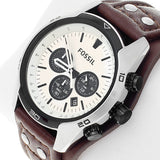  Shop Authentic Fossil Coachman Chronograph White Dial Brown Leather Strap Watch for Men - CH2890 - Luxxuri
