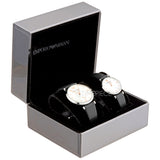  Shop Authentic Emporio Armani Gianni T Bar Mother of Pearl Dial Black Leather Strap Watch For Women - AR90002 - Luxxuri