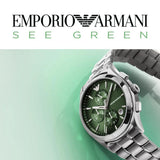  Shop Authentic Emporio Armani Paolo Chronograph Green Dial Silver Steel Strap Watch For Men - AR11529 - Luxxuri