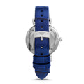  Shop Authentic Emporio Armani Gianni T Bar Quartz Crystals Silver Dial Blue Leather Strap Watch For Women - AR11344 - Luxxuri