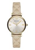  Shop Authentic Emporio Armani Gianni T Bar Analog Silver Dial Beige Leather Strap Watch For Women - AR11127 - Luxxuri