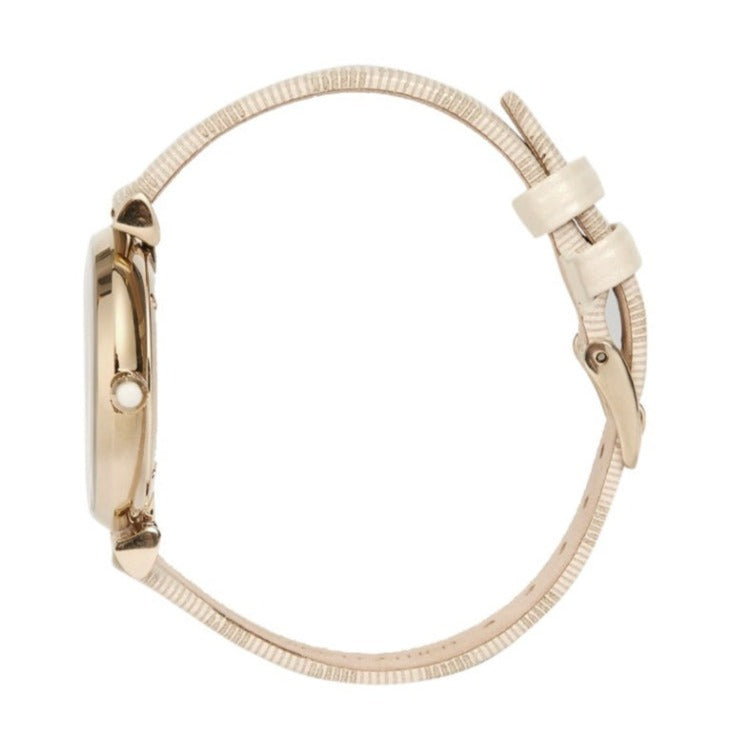  Shop Authentic Emporio Armani Gianni T Bar Analog Silver Dial Beige Leather Strap Watch For Women - AR11127 - Luxxuri