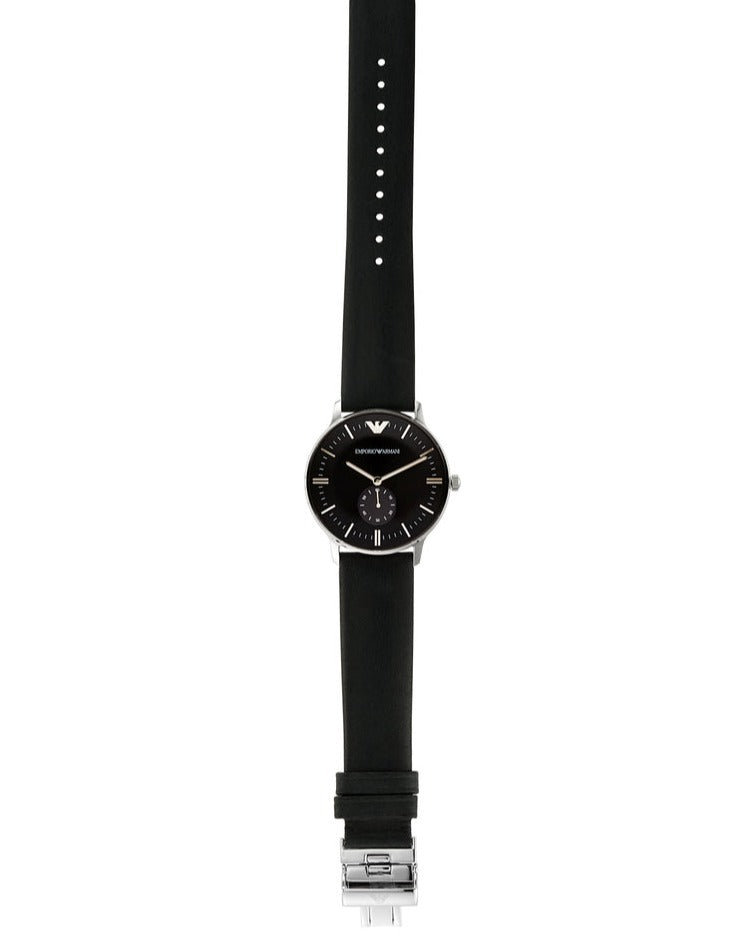  Shop Authentic Emporio Armani Gianni Quartz Black Dial Black Leather Strap Watch For Men - AR0382 - Luxxuri