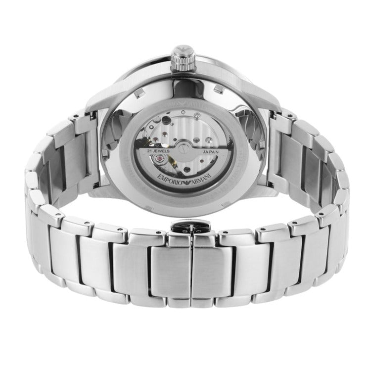  Shop Authentic Emporio Armani Meccanico Chronograph Automatic Green Dial Silver Steel Strap Watch For Men - AR60053 - Luxxuri