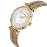  Shop Authentic Emporio Armani Gianni T Bar Crystals Silver Dial Brown Leather Strap Watch For Women - AR11518 - Luxxuri