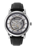  Shop Authentic Emporio Armani Luigi Silver Skeleton Dial Black Leather Strap Watch For Men - AR1981 - Luxxuri