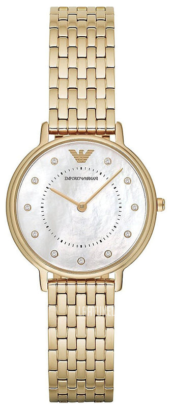 Shop Authentic Emporio Armani Dress Analog Mother of Pearl Dial Gold Steel Strap Watch For Women - AR11007 - Luxxuri