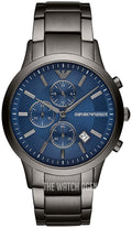  Shop Authentic Emporio Armani Renato Chronograph Quartz Blue Dial Black Steel Strap Watch For Men - AR11215 - Luxxuri