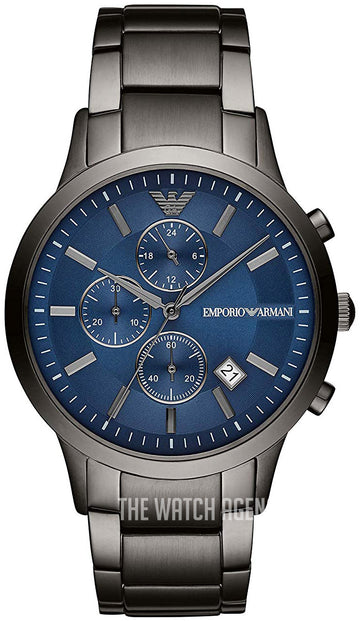  Shop Authentic Emporio Armani Renato Chronograph Quartz Blue Dial Black Steel Strap Watch For Men - AR11215 - Luxxuri
