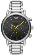  Shop Authentic Emporio Armani Luigi Chronograph Black Dial Silver Steel Strap Watch For Men - AR11324 - Luxxuri