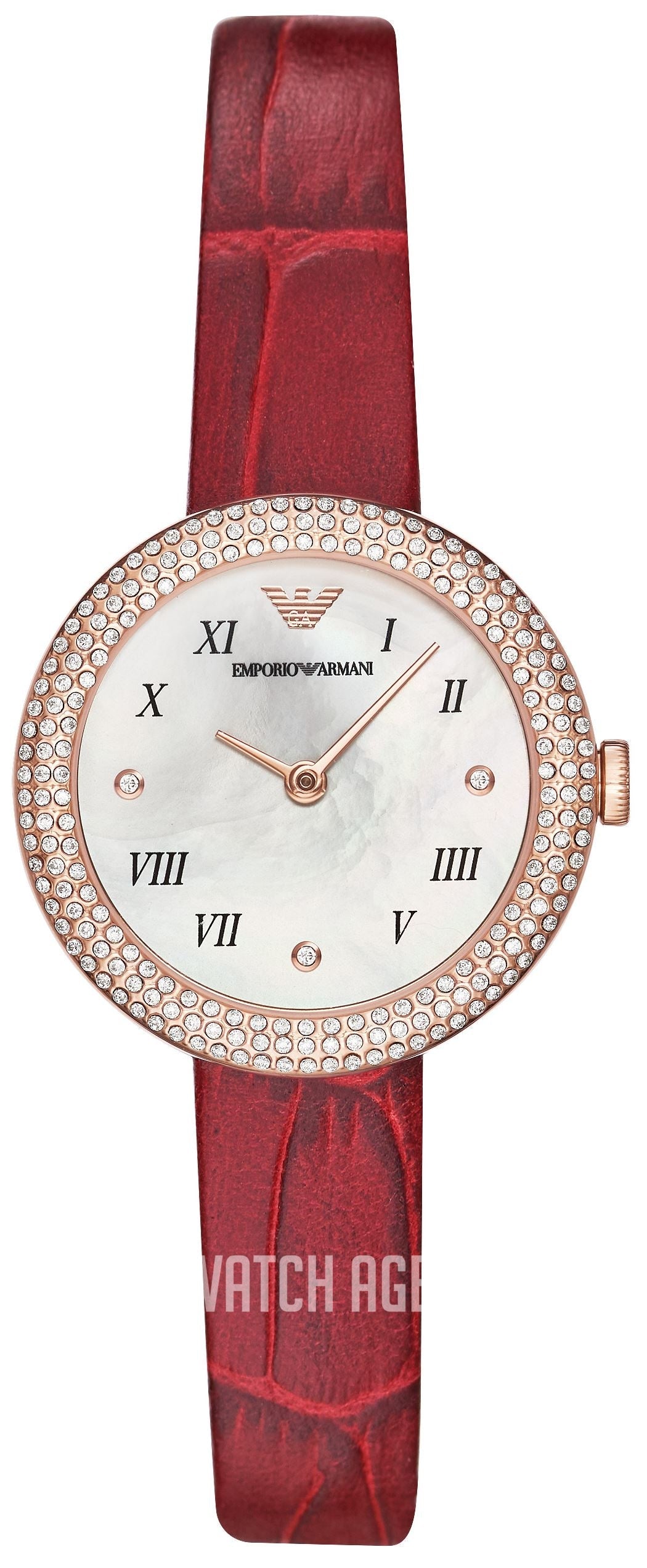  Shop Authentic Emporio Armani Rosa Two Hand White Dial Red Leather Strap Watch For Women - AR11357 - Luxxuri