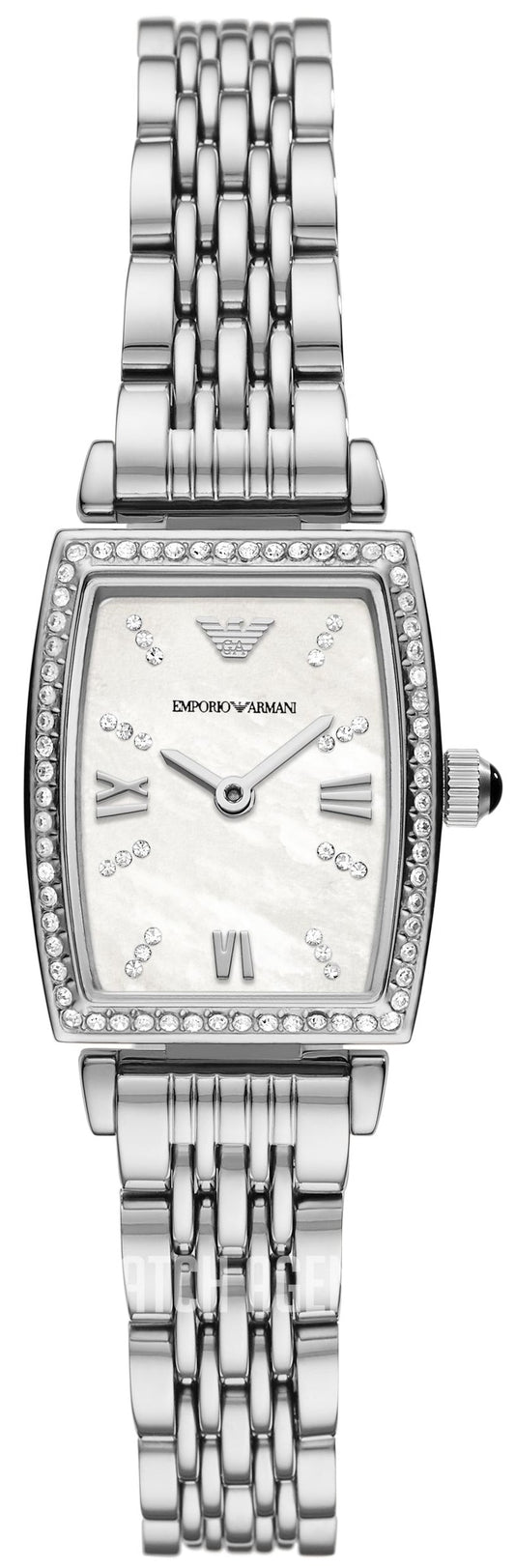 Emporio Armani Gianni T-Bar Quartz White Dial Silver Steel Strap Watch For Women - AR11405