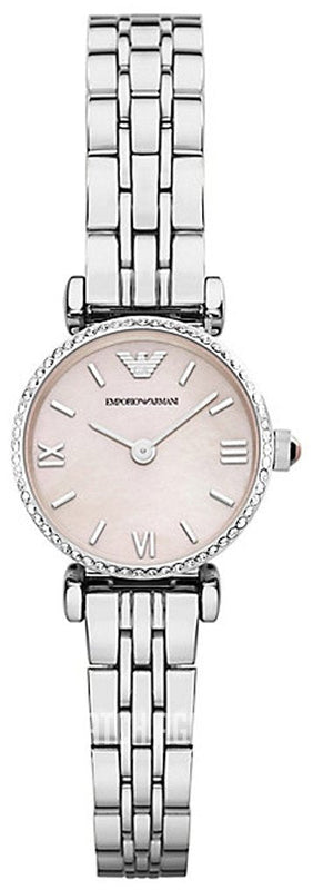  Shop Authentic Emporio Armani Classic Gianni T Bar Crystals Pink Dial Silver Steel Strap Watch For Women - AR1781 - Luxxuri