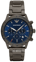  Shop Authentic Emporio Armani Mario Chronograph Blue Dial Grey Steel Strap Watch For Men - AR80045 - Luxxuri
