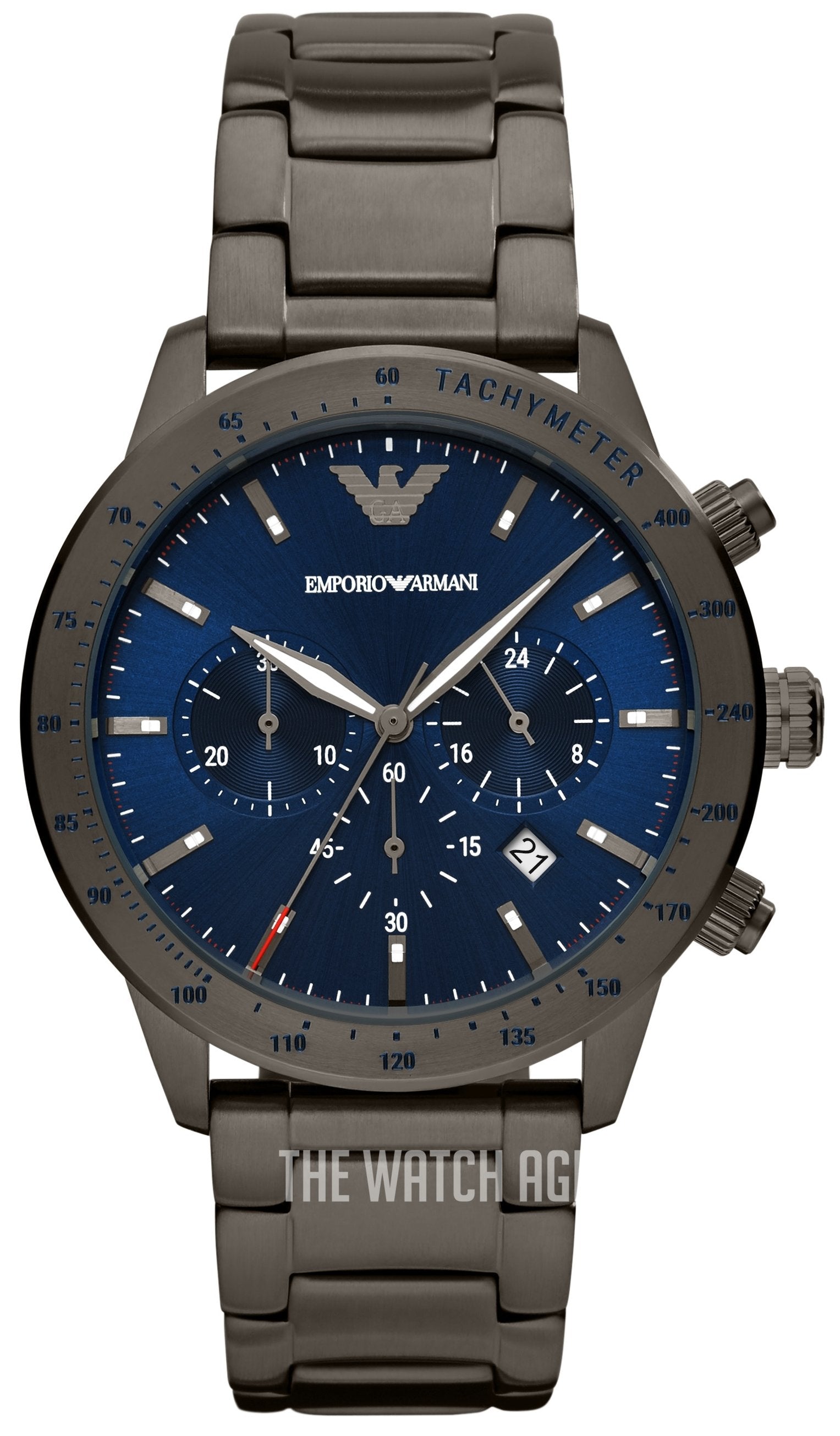  Shop Authentic Emporio Armani Mario Chronograph Blue Dial Grey Steel Strap Watch For Men - AR80045 - Luxxuri