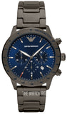  Shop Authentic Emporio Armani Mario Chronograph Blue Dial Grey Steel Strap Watch For Men - AR80045 - Luxxuri