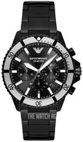  Shop Authentic Emporio Armani Diver Chronograph Black Dial Black Steel Strap Watch For Men - AR80050 - Luxxuri