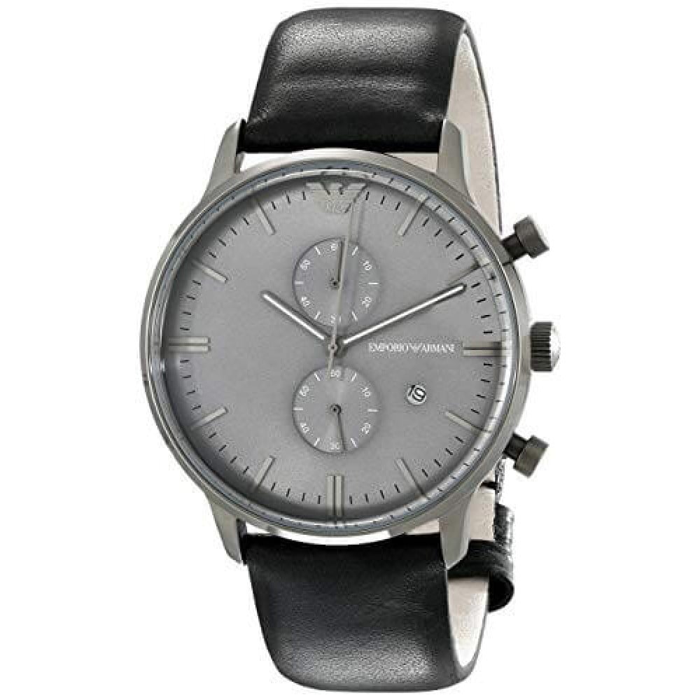  Shop Authentic Emporio Armani Classic Grey Dial Grey Leather Strap Watch For Men - AR0388 - Luxxuri