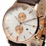  Shop Authentic Emporio Armani Gianni Classic Chronograph White Dial Brown Leather Strap Watch For Men - AR0398 - Luxxuri