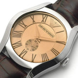  Shop Authentic Emporio Armani Classic Quartz Beige Dial Brown Leather Strap Watch For Men - AR0646 - Luxxuri