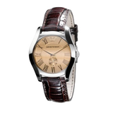  Shop Authentic Emporio Armani Classic Quartz Beige Dial Brown Leather Strap Watch For Men - AR0646 - Luxxuri