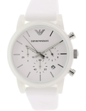  Shop Authentic Emporio Armani Classic Chronograph White Dial White Rubber Strap Watch For Men - AR1054 - Luxxuri