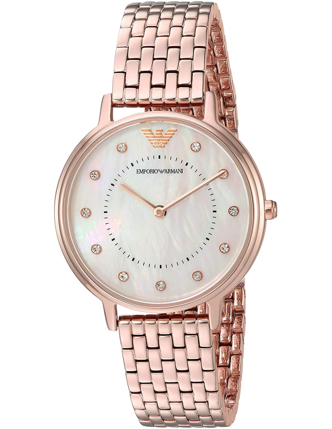 Emporio Armani Dress Quartz Rose Gold Dial Rose Gold Steel Strap Watch For Women - AR11062