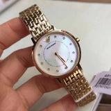  Shop Authentic Emporio Armani Dress Analog Mother of Pearl Dial Gold Steel Strap Watch For Women - AR11007 - Luxxuri