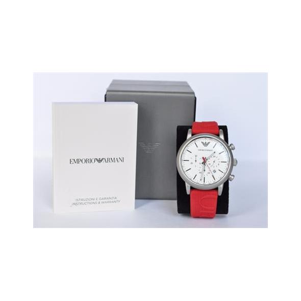  Shop Authentic Emporio Armani Luigi Chronograph White Dial Red Rubber Strap Watch For Men - AR11021 - Luxxuri