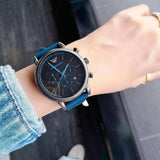  Shop Authentic Emporio Armani  Luigi Chronograph Black Dial Blue Rubber Strap Watch For Men - AR11023 - Luxxuri