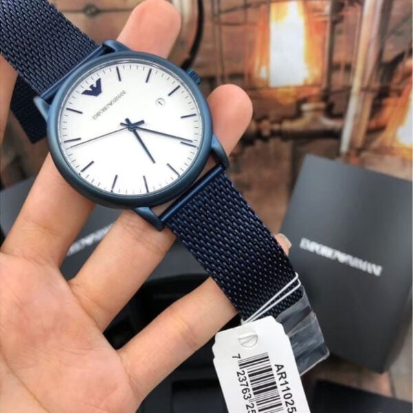  Shop Authentic Emporio Armani Luigi Quartz White Dial Blue Mesh Bracelet Watch For Men - AR11025 - Luxxuri