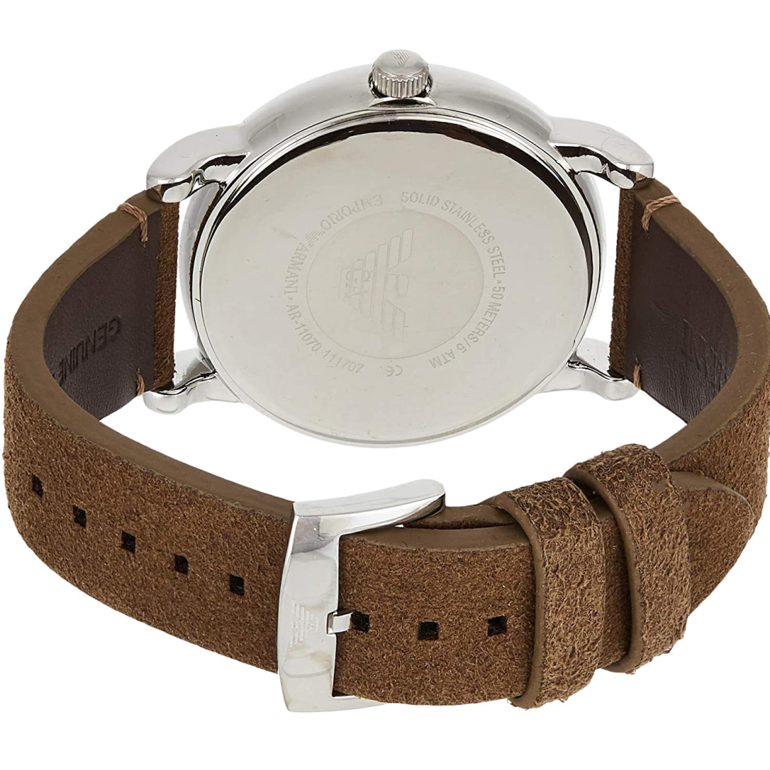 Emporio Armani Luigi Quartz Gray Dial Brown Leather Strap Watch For Men - AR11070