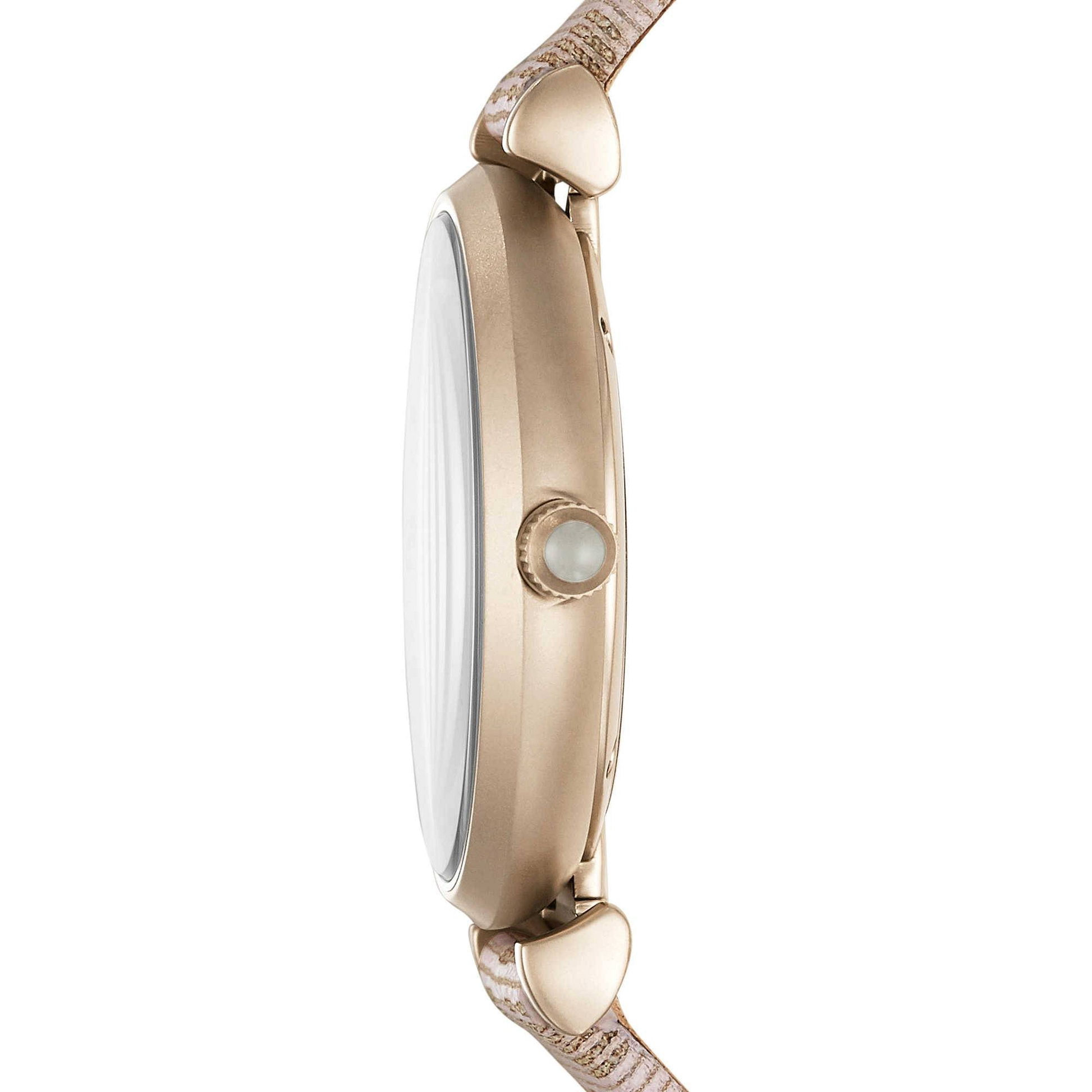  Shop Authentic Emporio Armani Gianni T Bar Analog Silver Dial Beige Leather Strap Watch For Women - AR11127 - Luxxuri