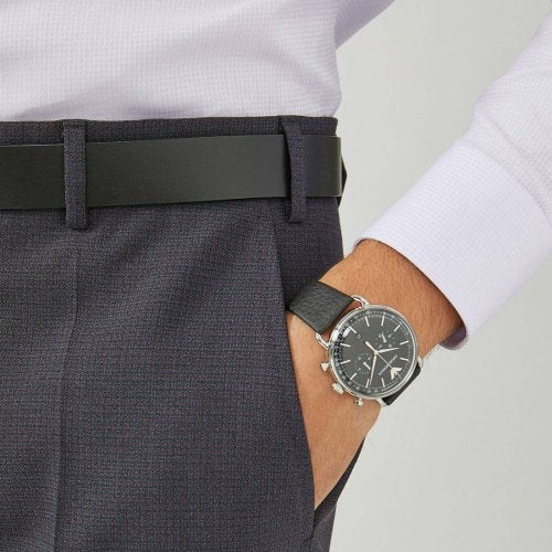  Shop Authentic Emporio Armani Aviator Chronograph Black Dial Black Leather Strap Watch For Men - AR11143 - Luxxuri