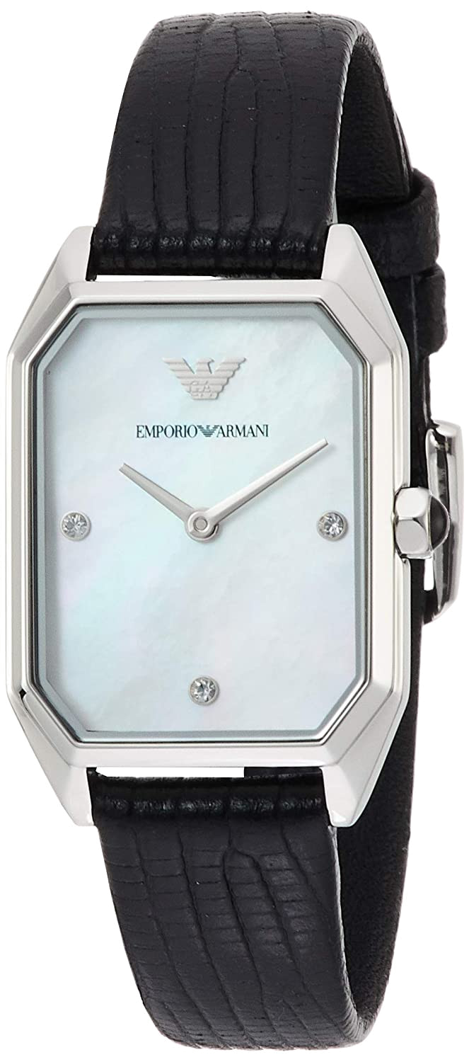  Shop Authentic Emporio Armani Gioia Analog Mother of Pearl Dial Black Leather Strap Watch For Women - AR11148 - Luxxuri