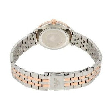 Emporio Armani Modern Slim Analog Mother of Pearl Dial Two Tone Steel Strap Watch For Women - AR11157